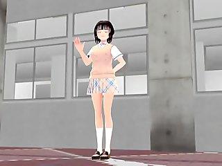 Toyota Nono Anime girl introduce herself with japanese uniform.upskirt