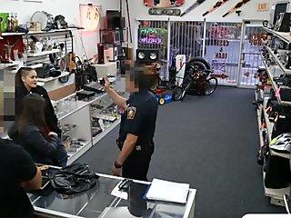 Couple bitches try to steal and fucked by pawn keeper