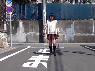 Asian Teens Flash Outside